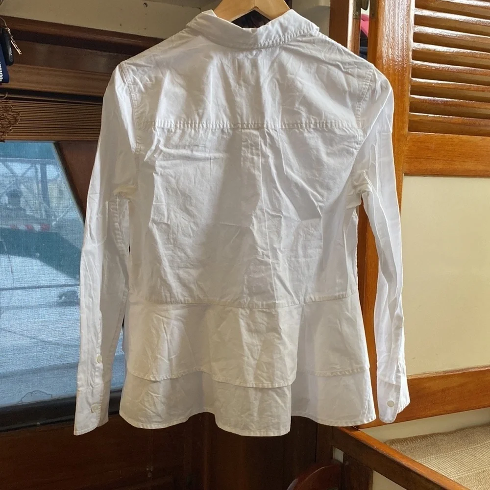 Kate Spade XS Broom street flared button down collared white shirt